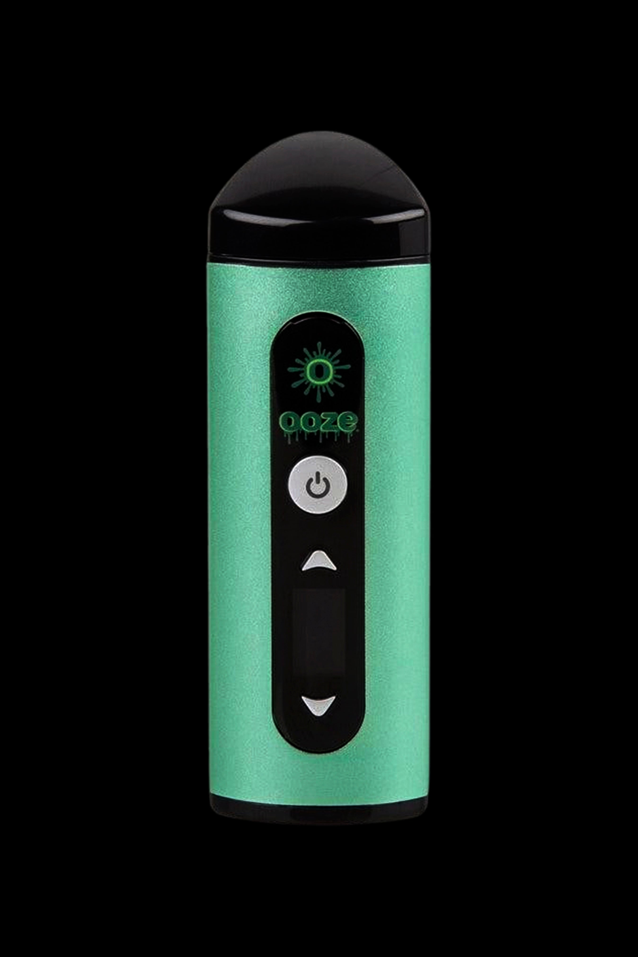 Green Ooze pen-style vaporizer with digital display and control buttons.