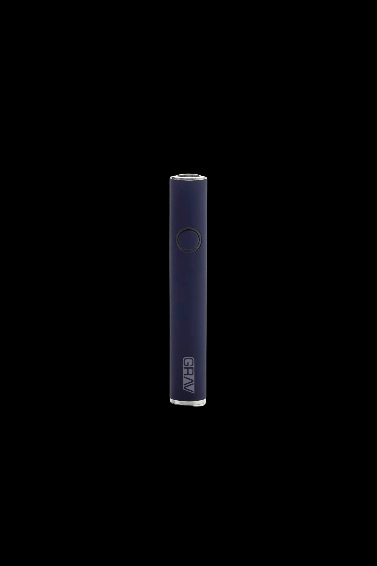 Black Gravitas vapor pen with a single button and logo.