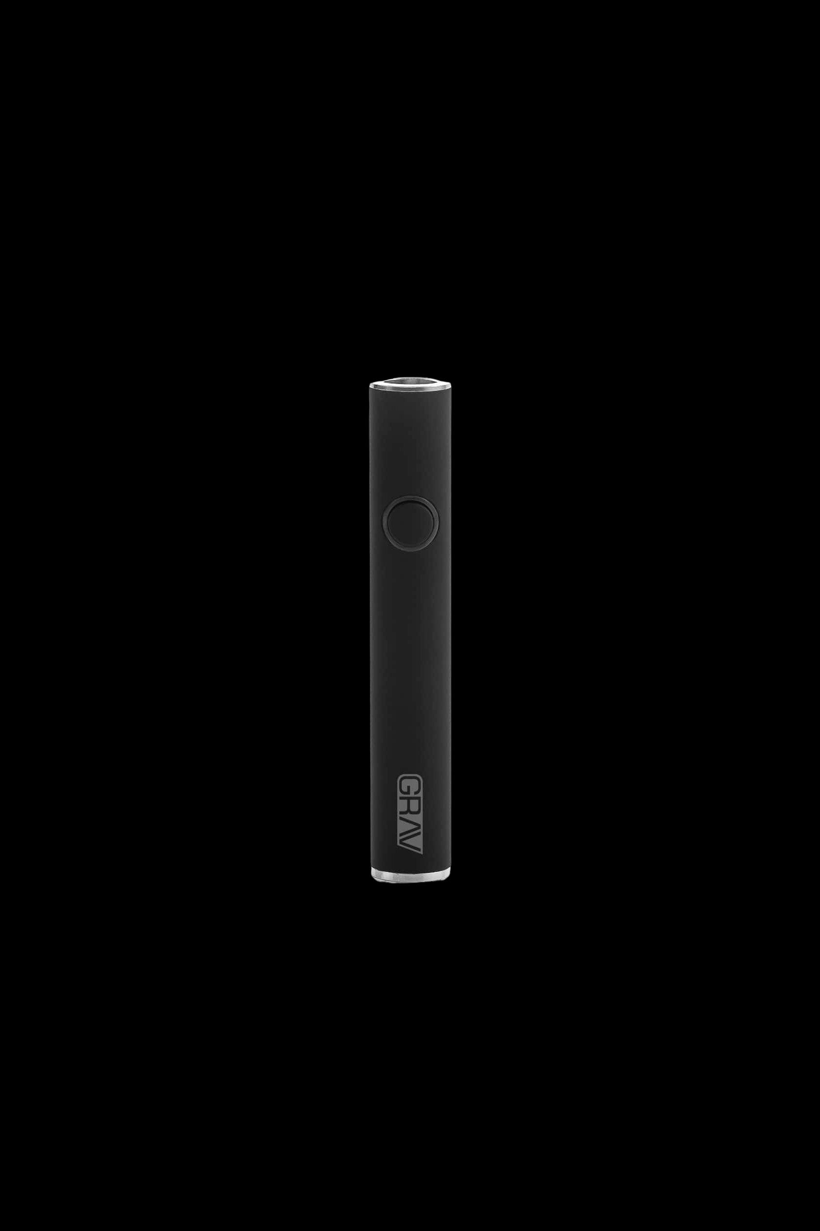 Sleek black cannabis vape pen with “GRAV” branding.