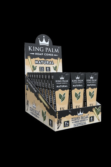 King Palm 1 ¼ Size Hemp Cones 30ct Display – Natural - King Palm 1 ¼ Size Hemp Cones 30ct Display – Natural