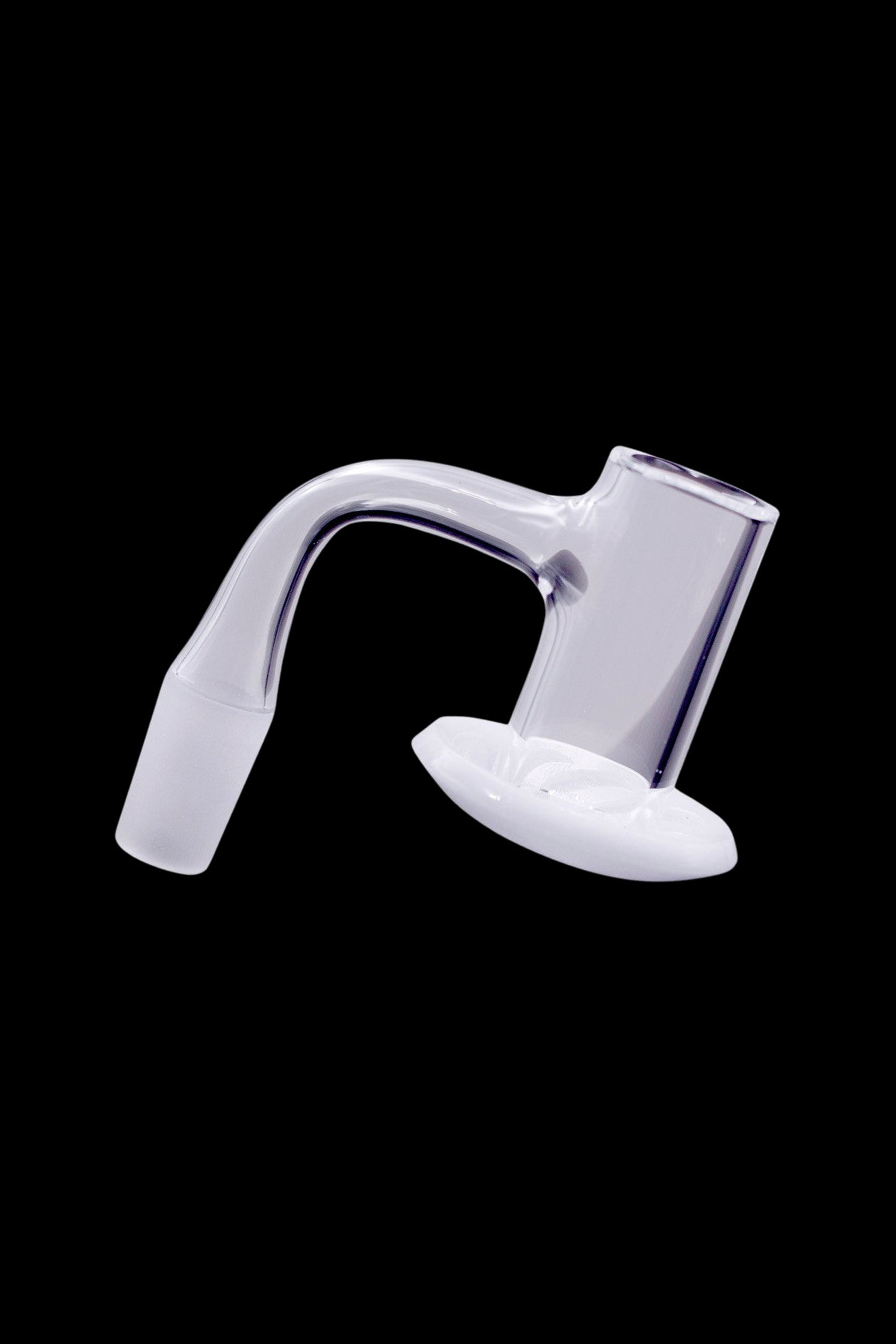 Clear quartz banger for vaporizing cannabis concentrates.