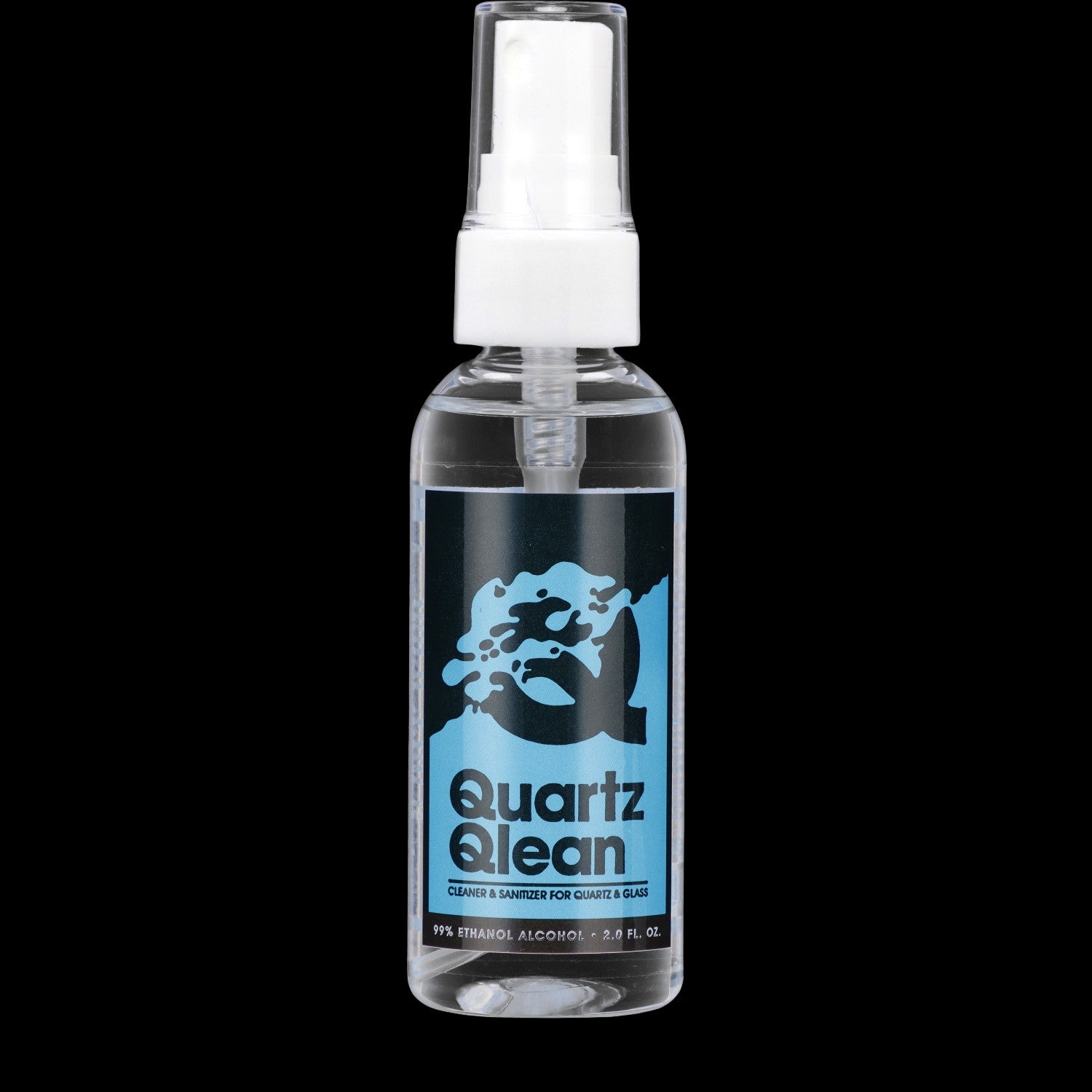 Quartz Clean spray bottle, a cleaner and sanitizer for quartz and glass cannabis accessories.