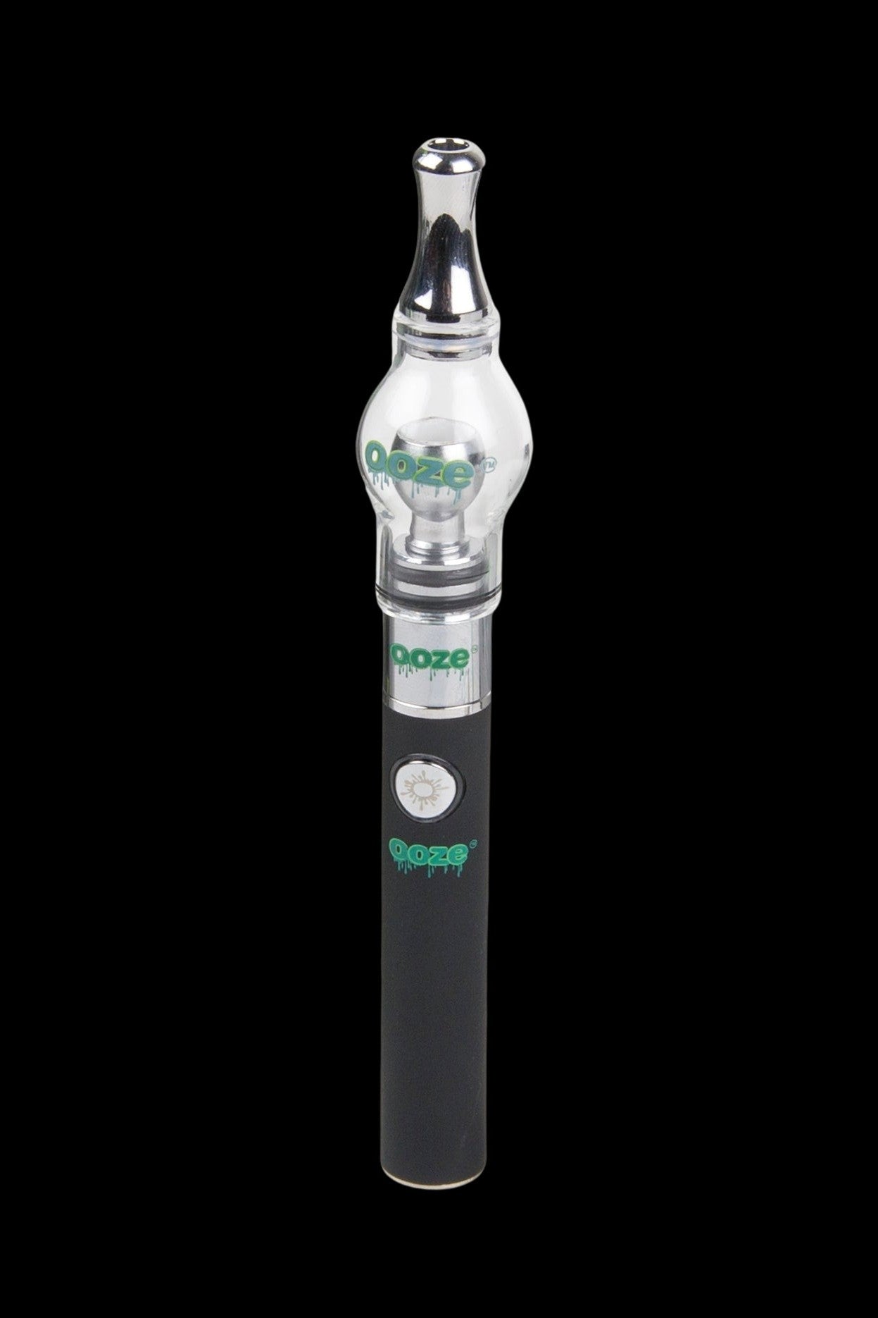 Ooze vape pen with glass oil rig attachment.