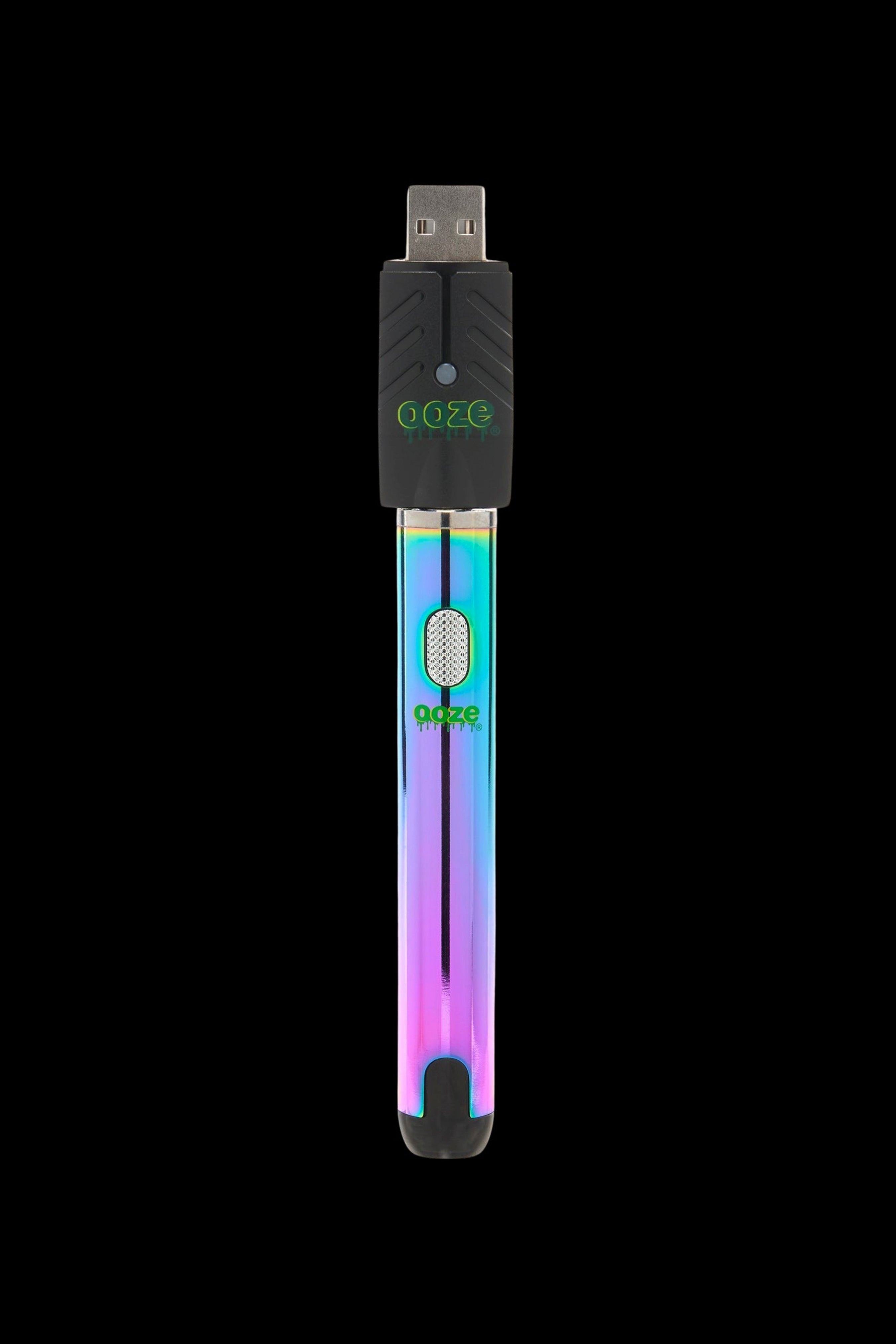 Ooze cannabis vape pen battery with iridescent finish.