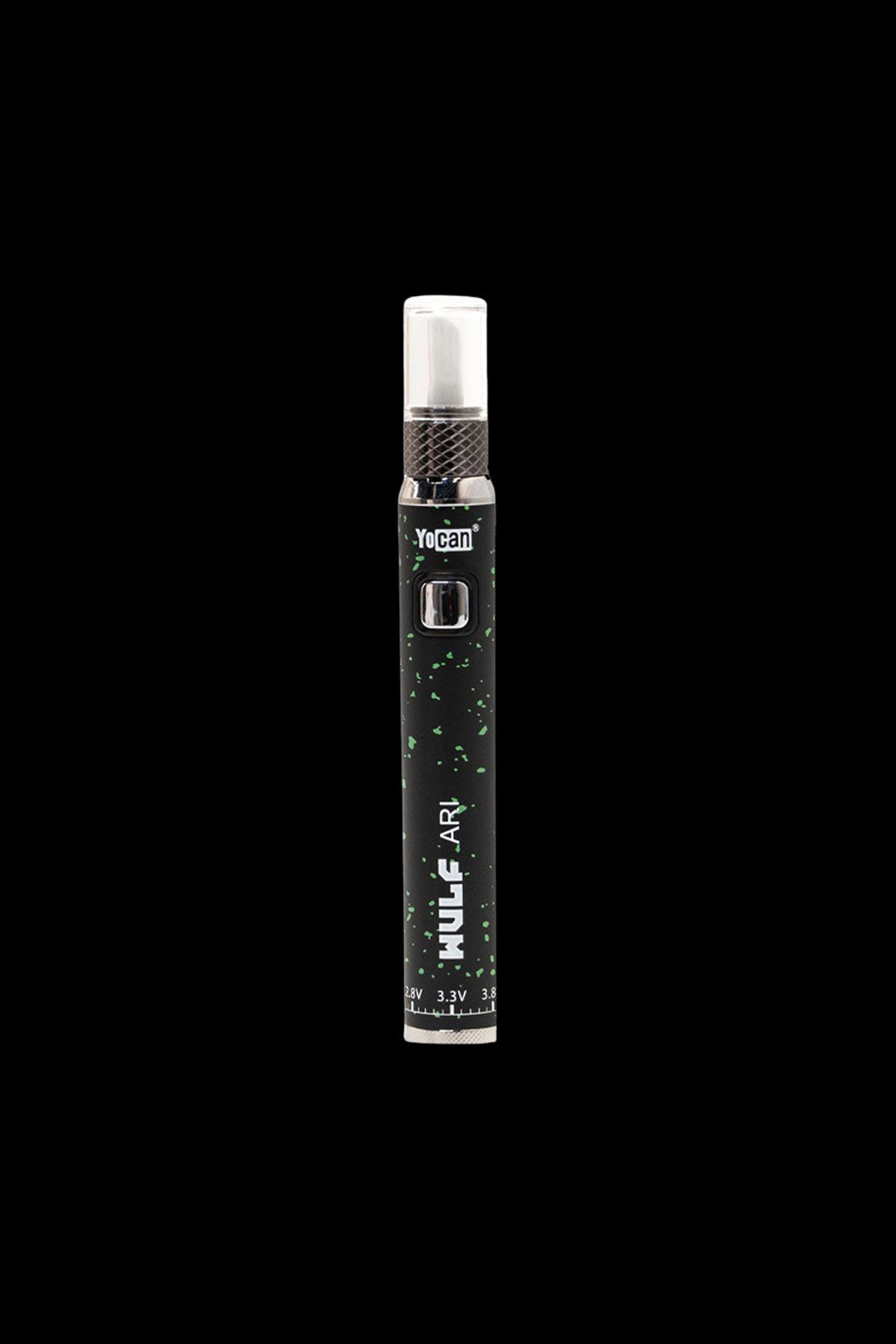 Yocan Evolve Plus XL cannabis oil vape pen with green splatter design.
