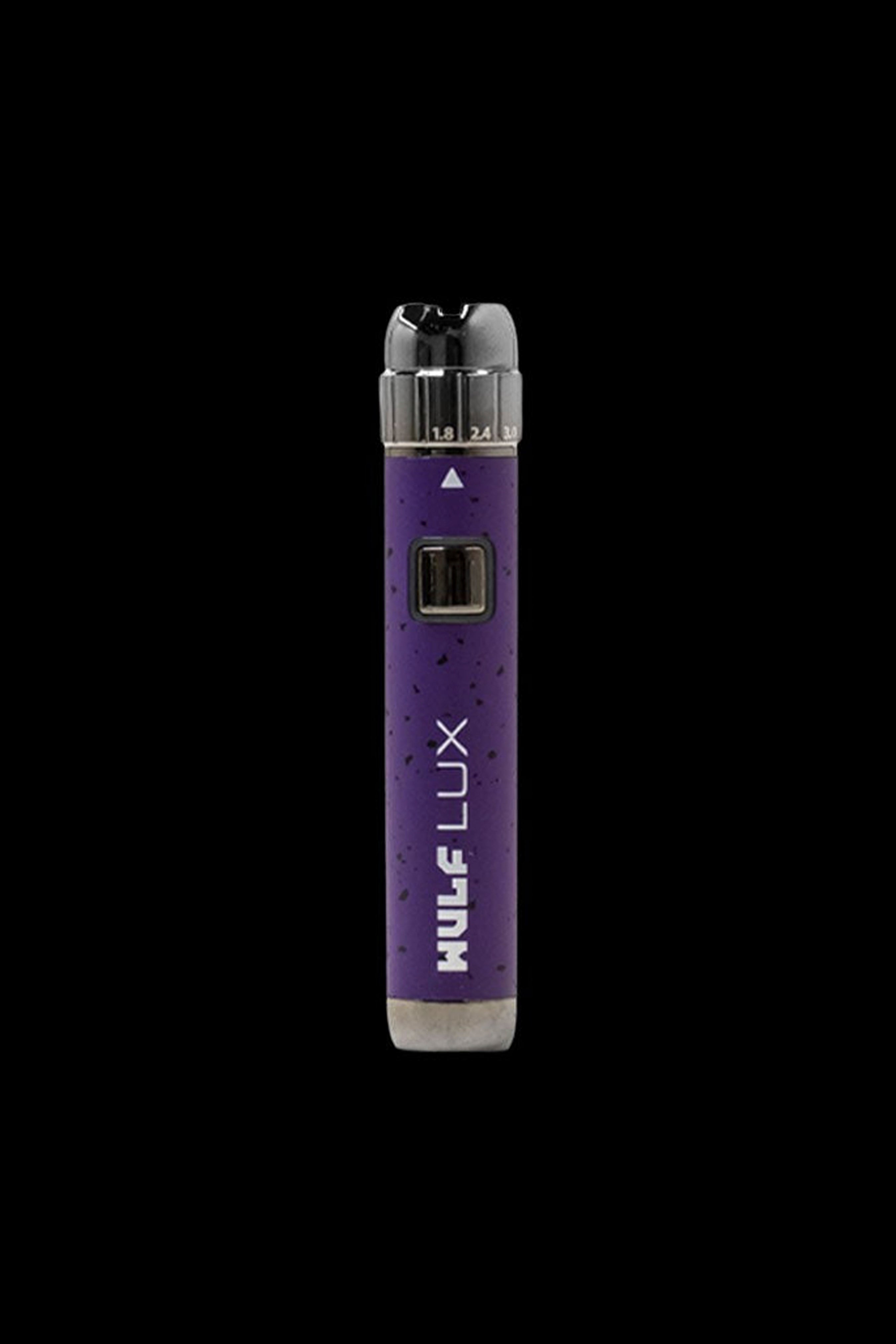 Purple cannabis vape pen with digital display.