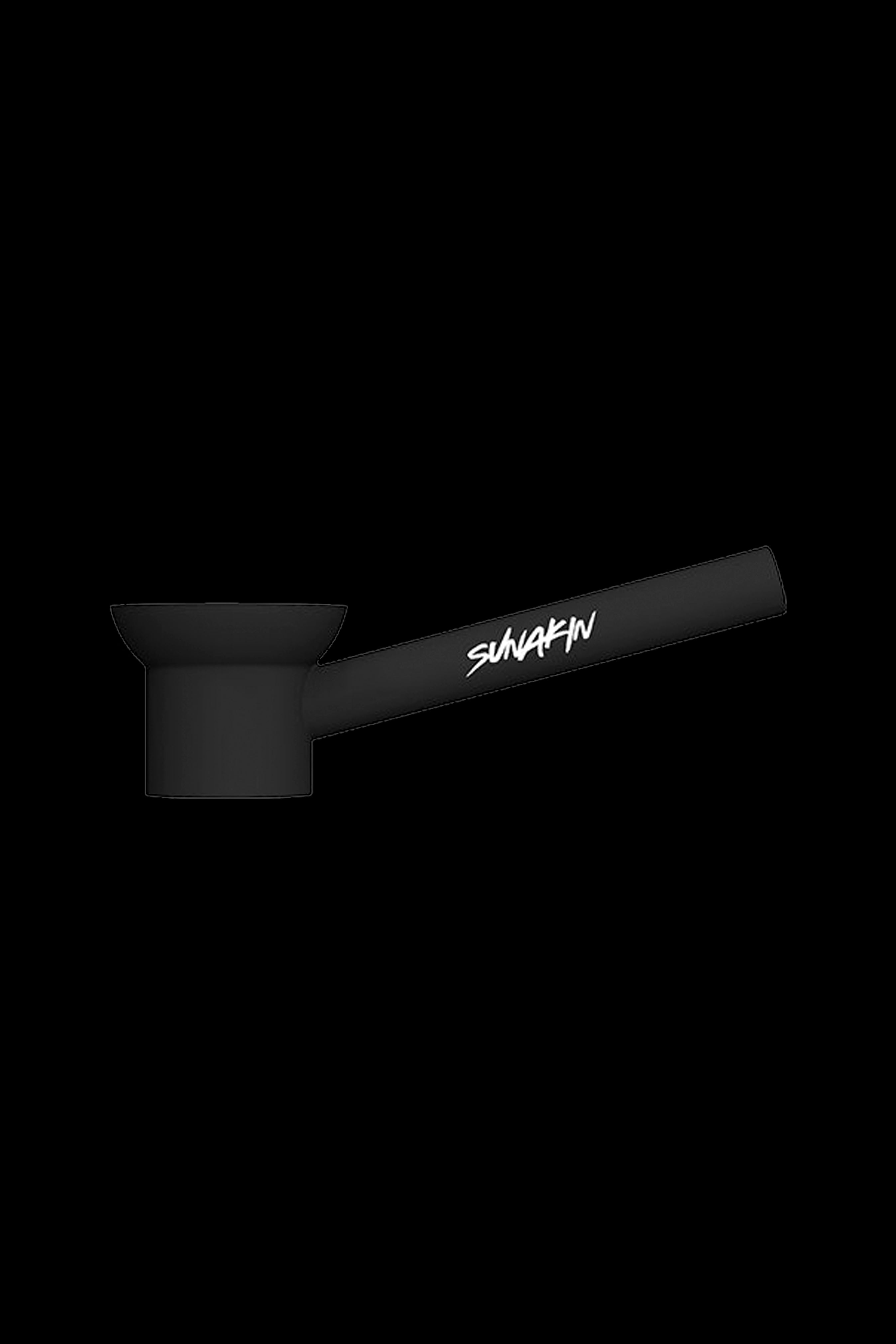 Black glass cannabis pipe with "SUNAKIN" text.
