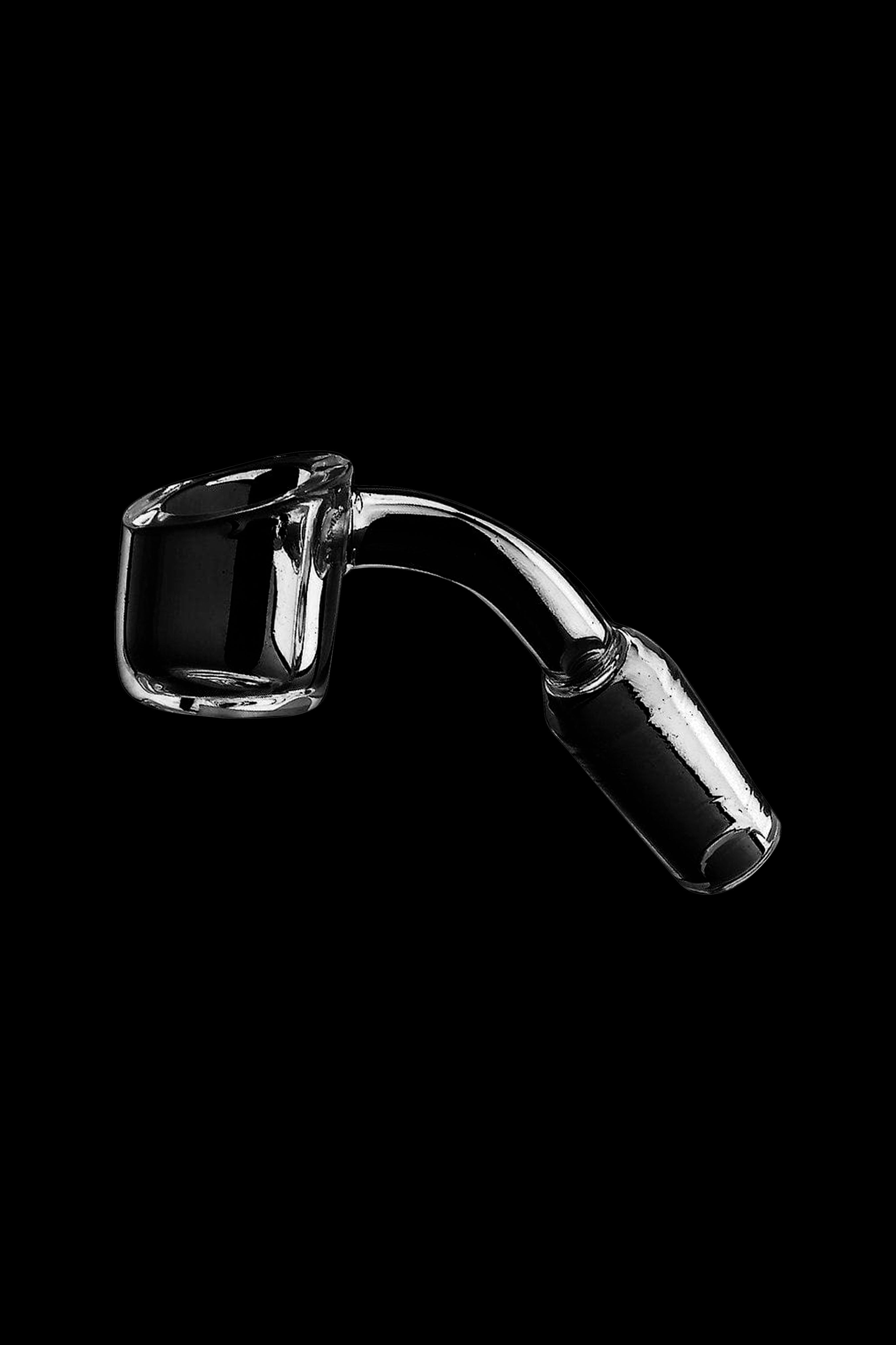 Clear glass quartz banger for vaporizing cannabis concentrates.