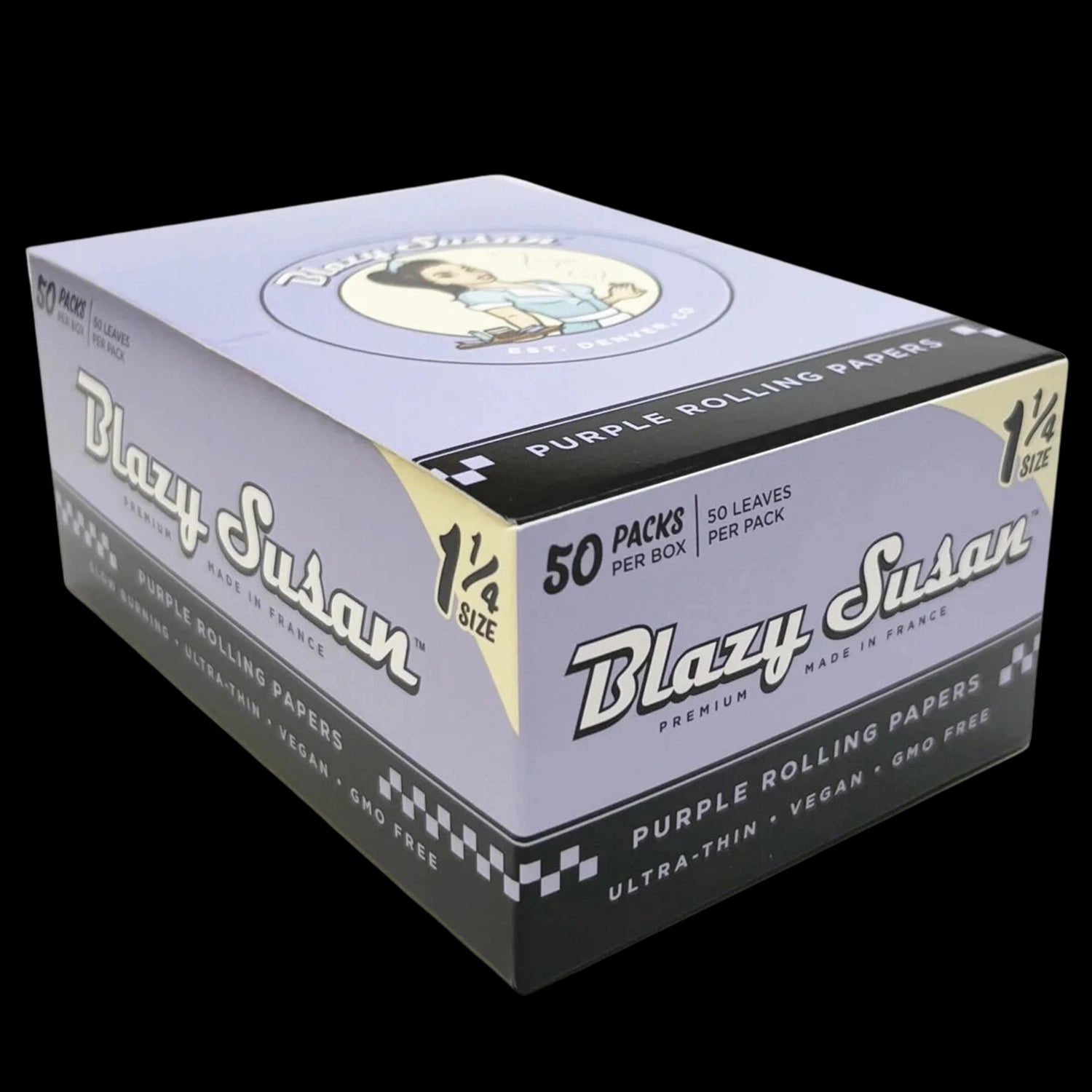 Blazy Susan 1 1/4" Purple Rolling Papers - Display Box