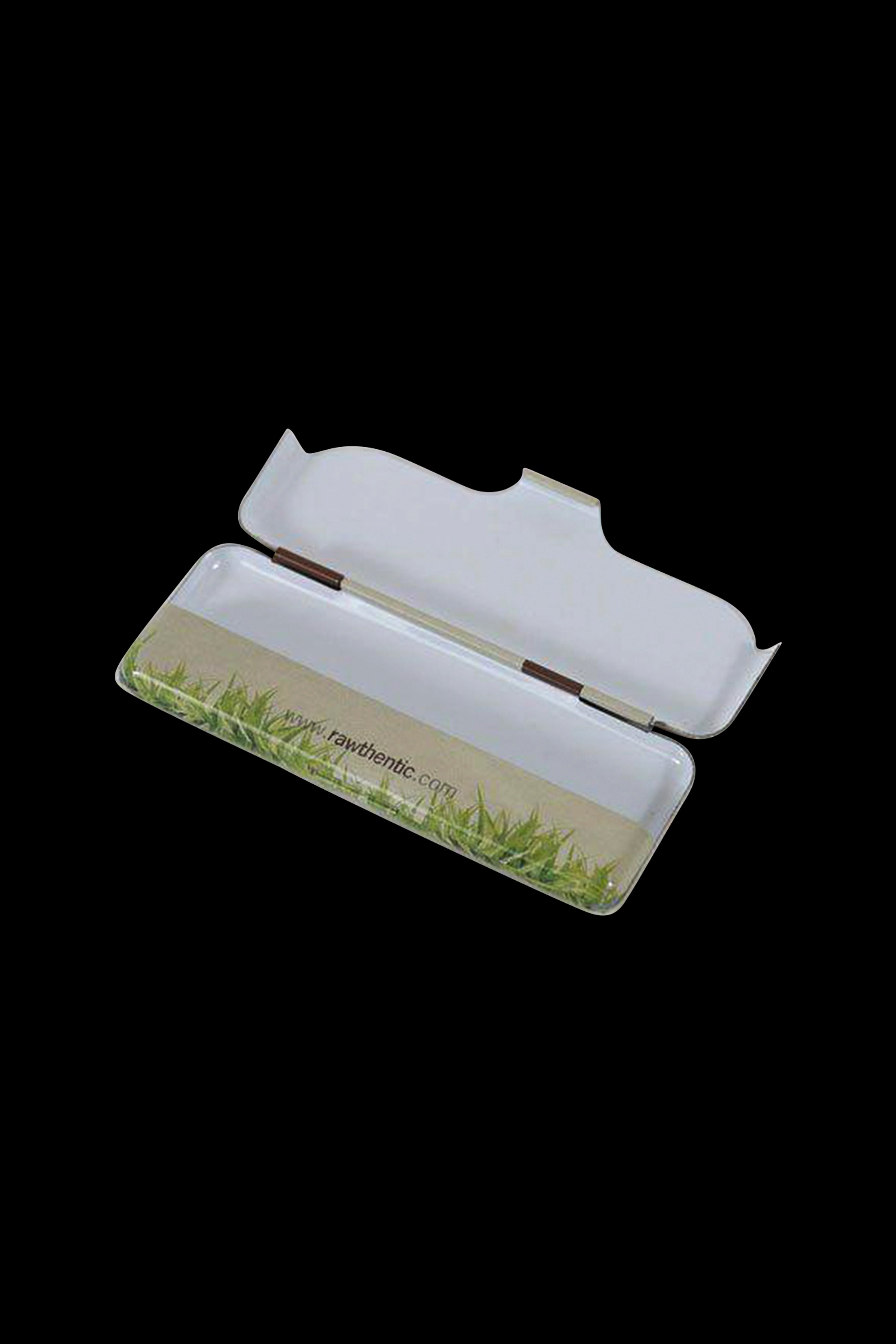 Open Rawthentic rolling paper case with papers inside.