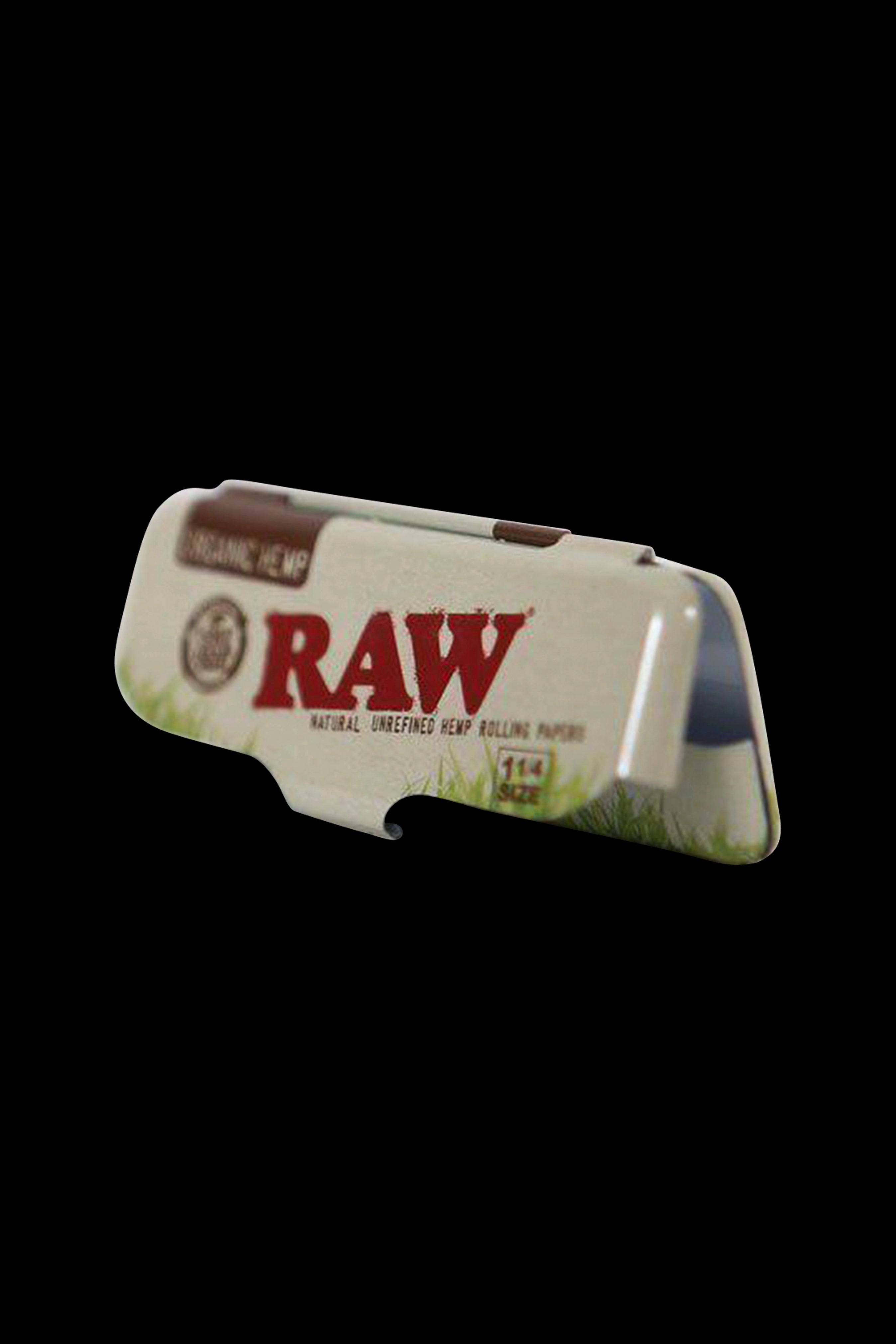 Pack of RAW Organic Hemp rolling papers against a black background.