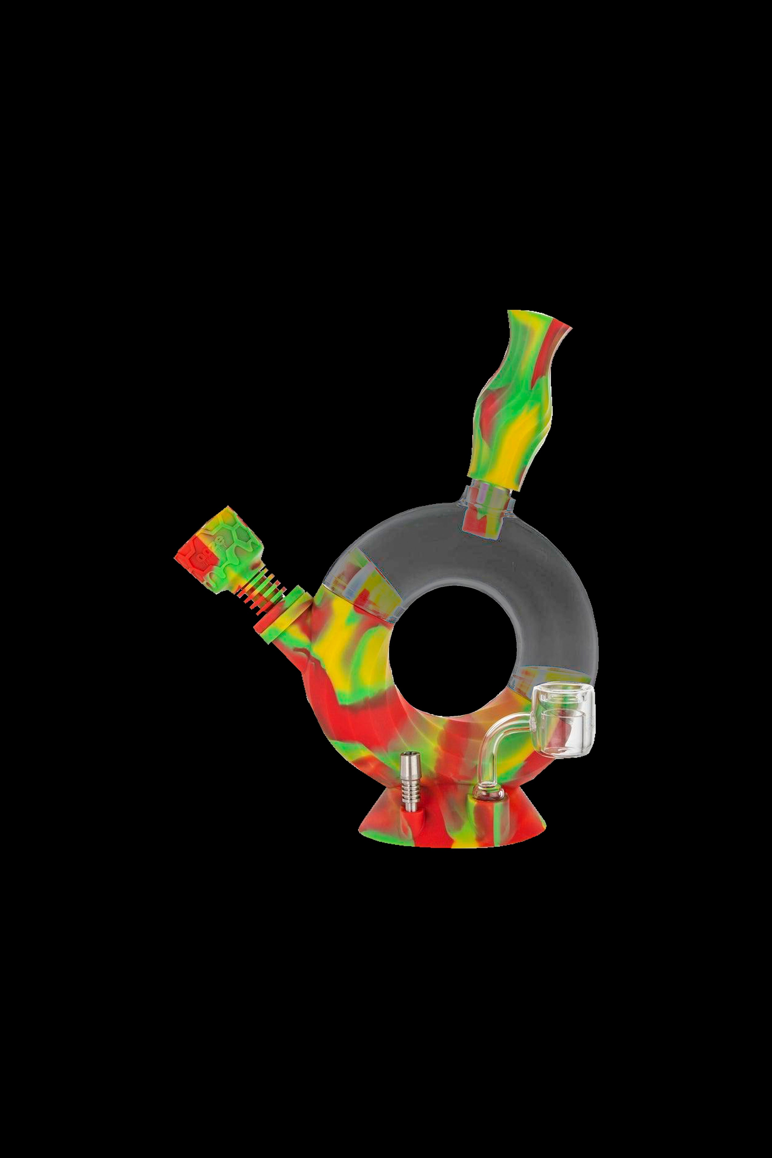Colorful silicone bubbler for smoking cannabis.
