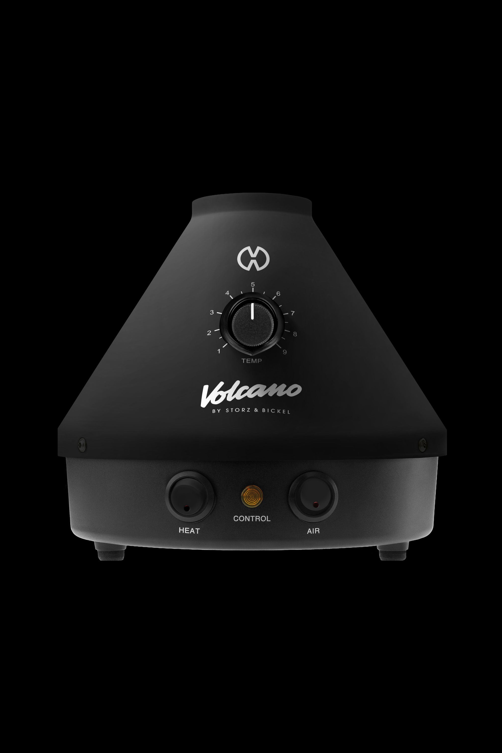 Storz & Bickel Volcano Classic cannabis vaporizer in black, with temperature dial and control buttons.