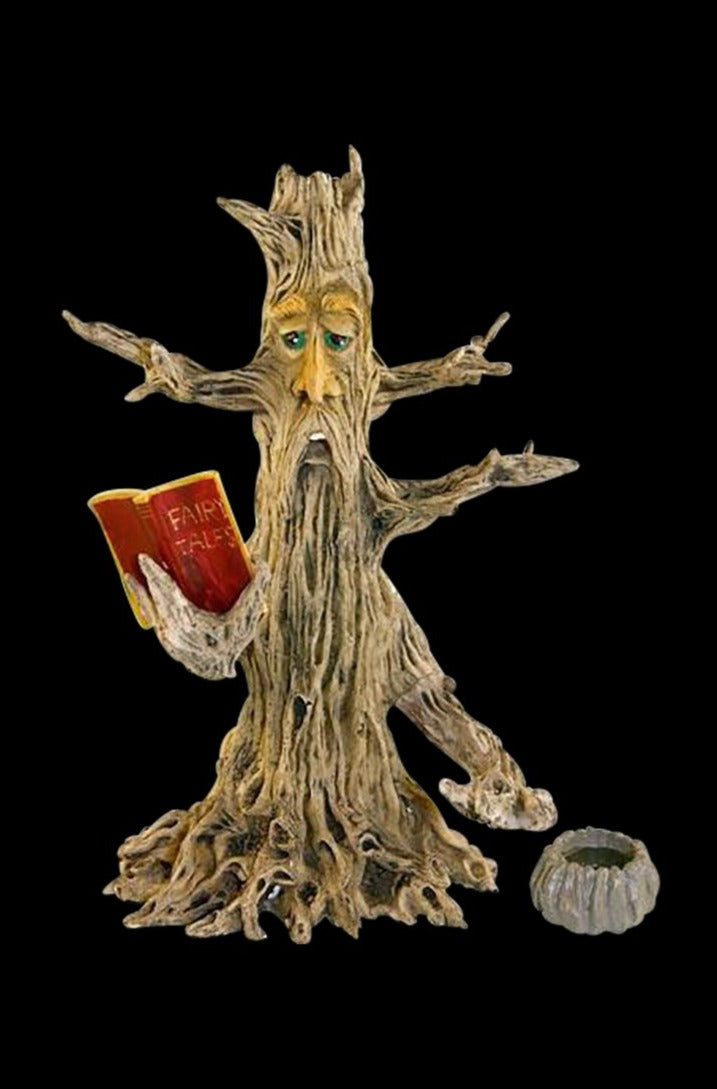 Front view of the Poet Tree Man Incense Burner, a detailed, tree-like sculpture with arms outstretched to hold incense.