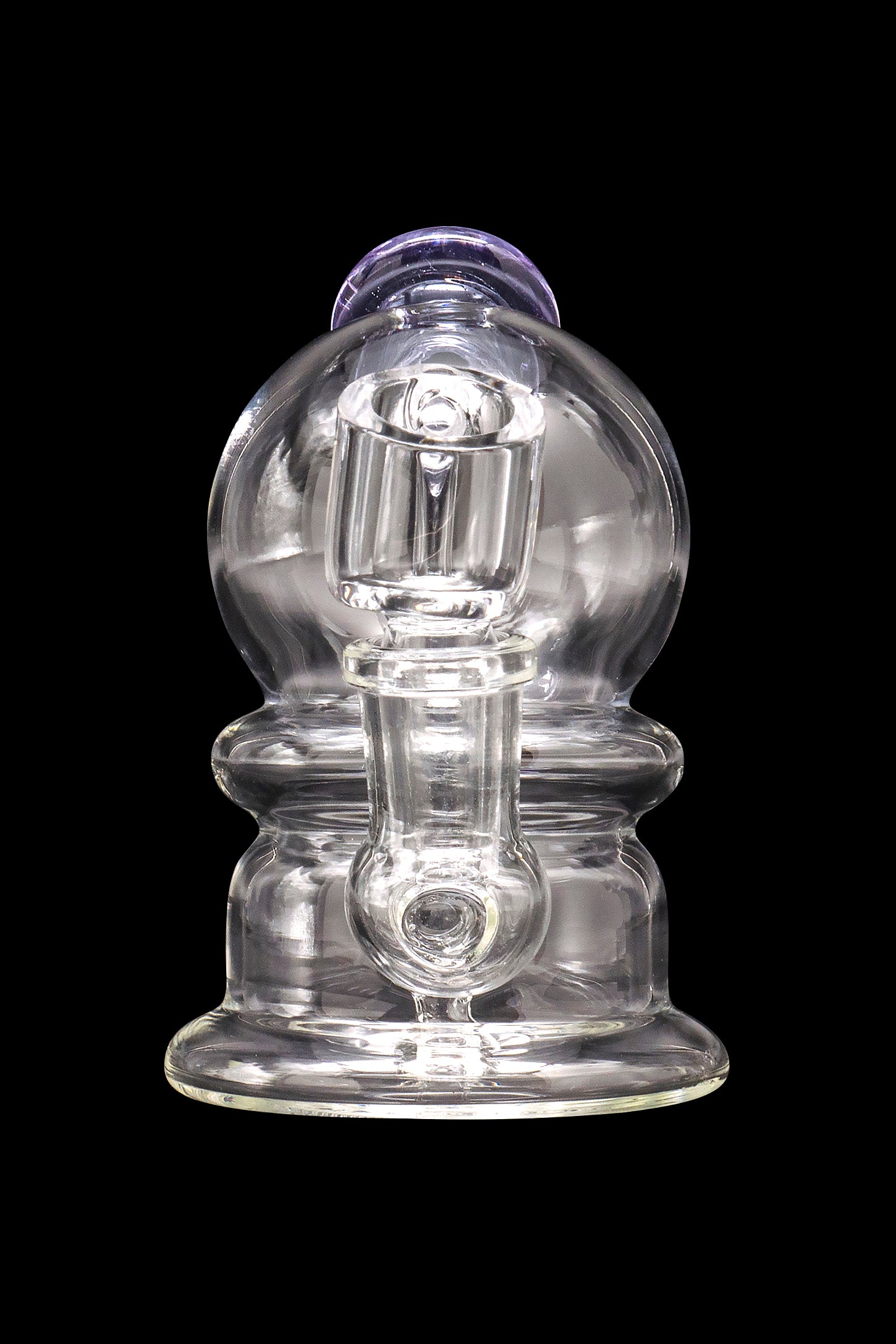 Clear glass dab rig with intricate bubbler design.