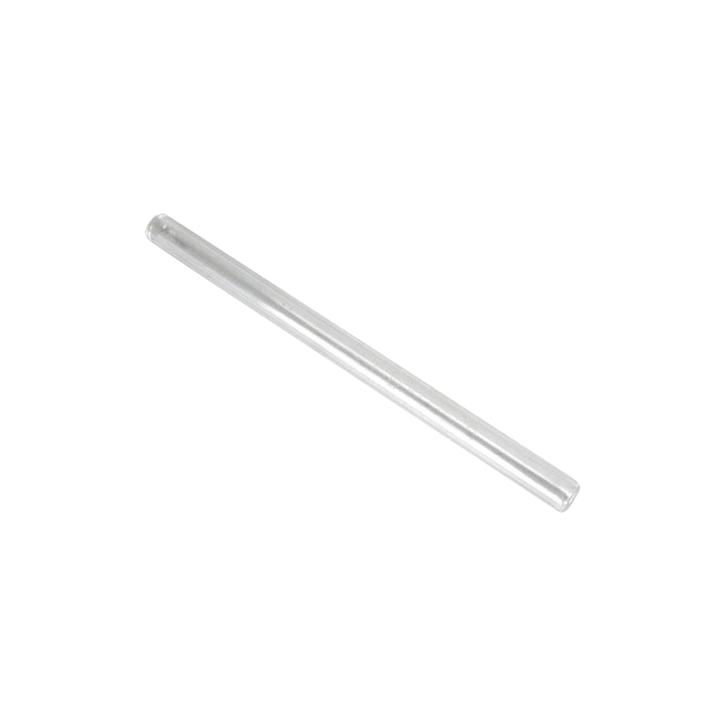 Diagonal top-down view of a clear glass Honey Dabber II Vapor Straw Collector resting on a white background.