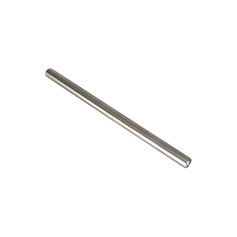 Angled close-up of the stainless steel Honey Dabber II Vapor Straw Collector resting on a white background, showing its smooth cylindrical tube.