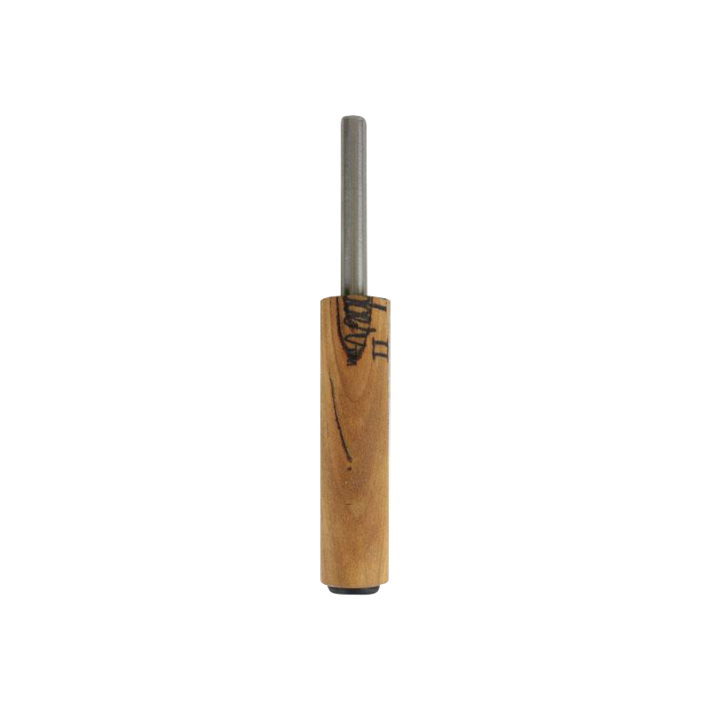 Center-aligned front view of the Honey Dabber II Vapor Straw Collector showing its slender metal straw emerging from a warm-toned wooden handle with subtle dark grain markings
