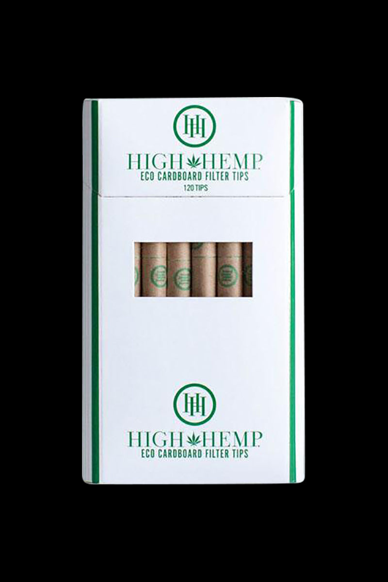Front view of the High Hemp Eco Cardboard Filter Tips – 12 Pack Bulk, stacked and packaged in a simple cardboard sleeve.