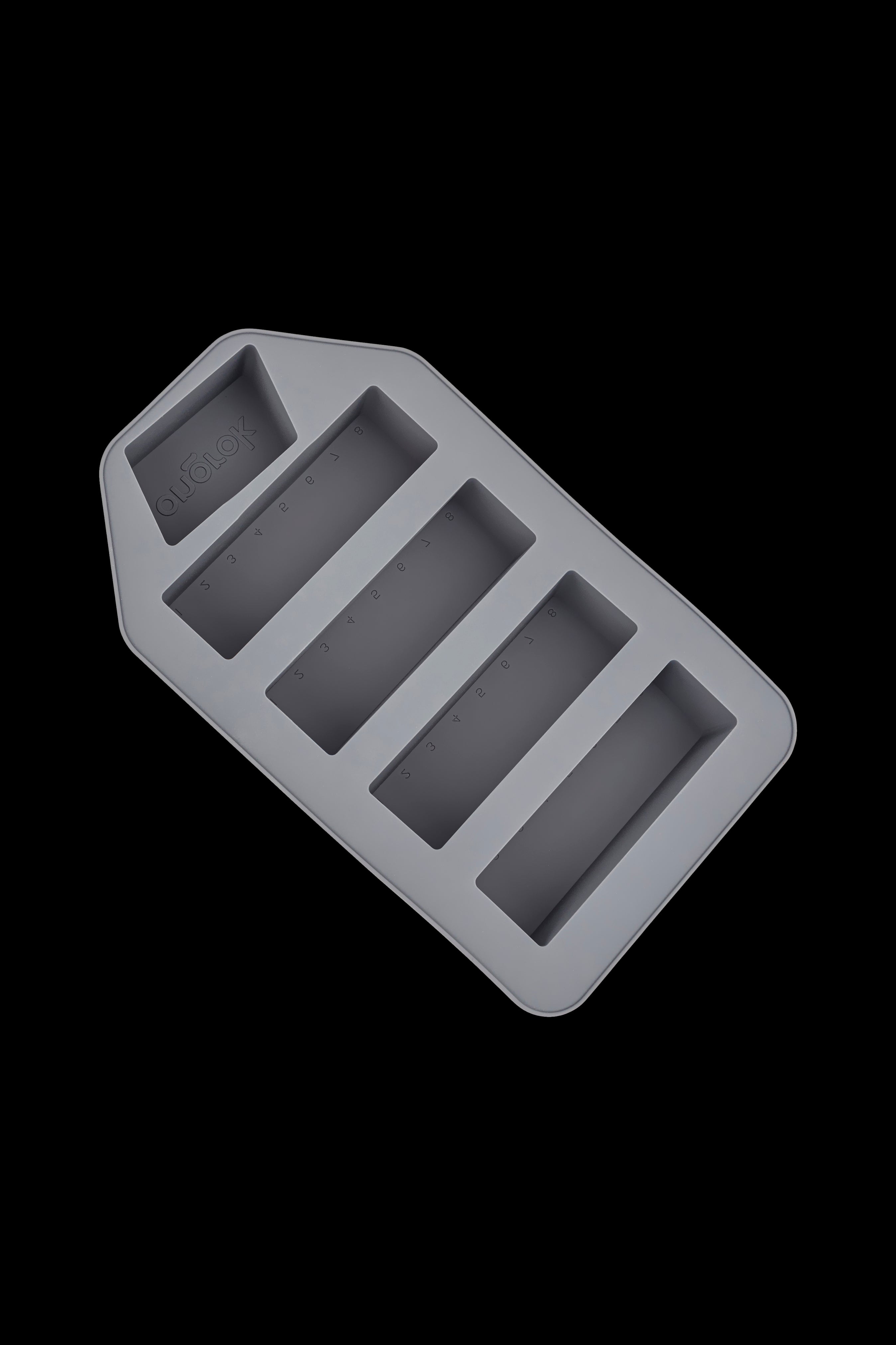 Sleek, coffin-shaped storage case with multiple compartments for cannabis accessories.