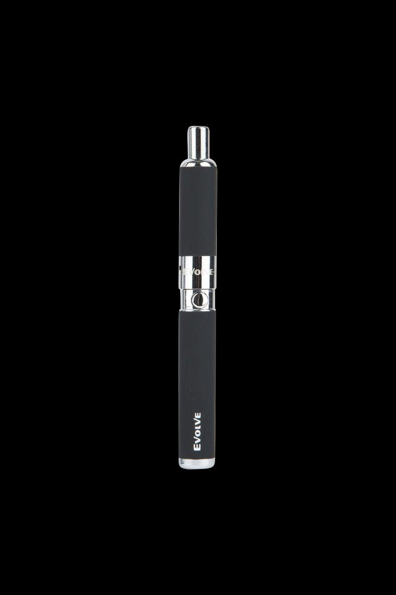 Center-aligned front view of the Yocan Evolve-D Dry Herb Vaporizer Pen in matte green against a black background.