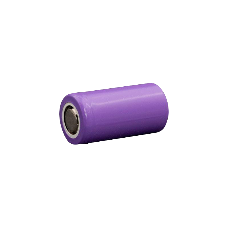 Close-up of the DaVinci MIQRO Battery, showcasing its cylindrical shape and sleek, dark finish against a plain white background.