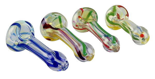 Front view of the 2.75” Small Inside Out Glass Hand Pipe, showcasing its clear glass construction and curved design.