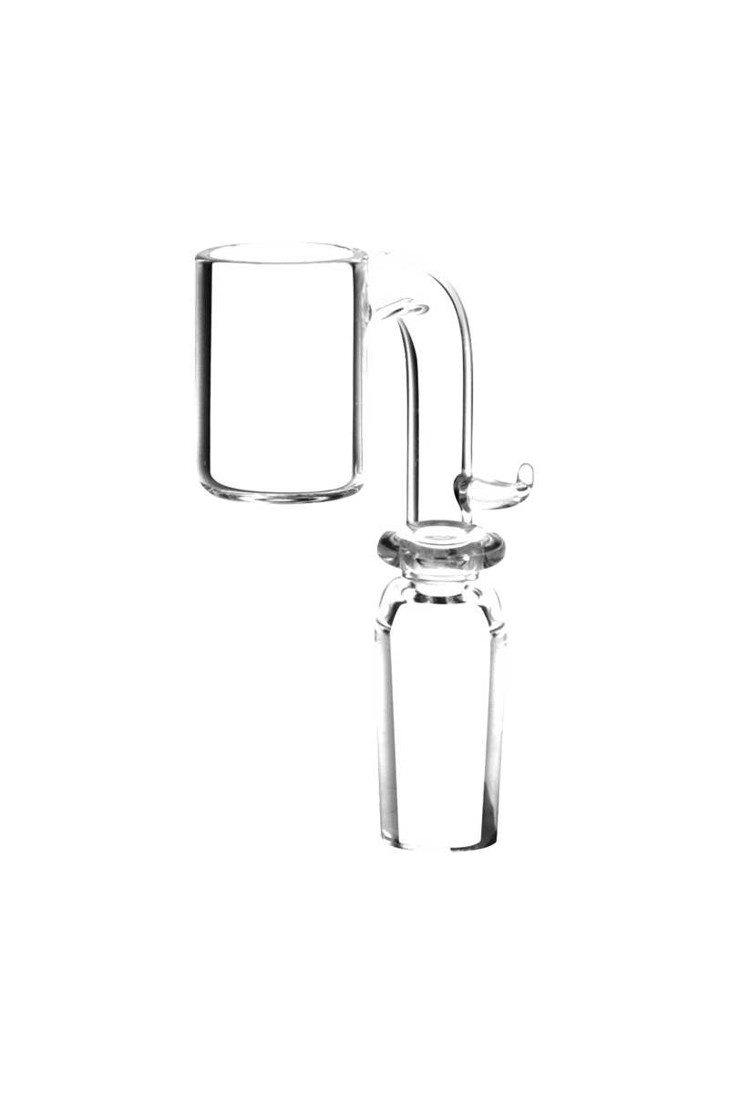 Front view of the Quartz Banger for 20mm E-Nail Coils, showing a clear, cylindrical quartz insert angled against a neutral background.