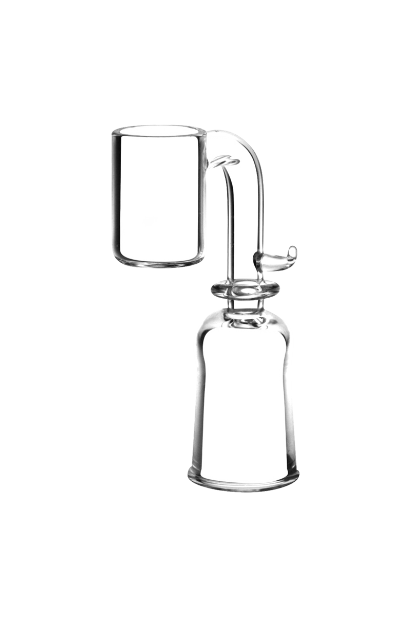 A detailed close-up of the Quartz Banger for 20mm E-Nail Coils, showing its clear quartz construction and cylindrical shape.