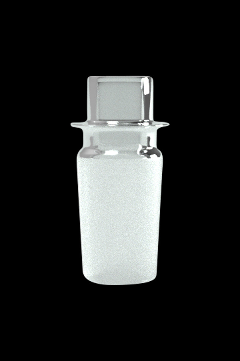 A front view of the G Pen Connect Glass Adapter, showing the clear glass piece against a black background.