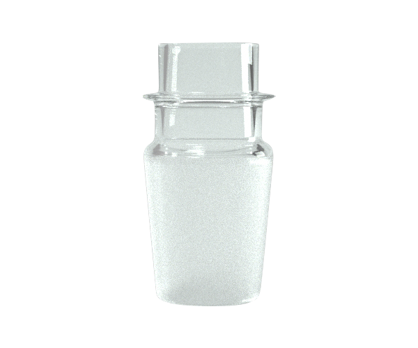 A straight-on view of the G Pen Connect Glass Adapter, showing the clear glass construction and simple cylindrical shape.