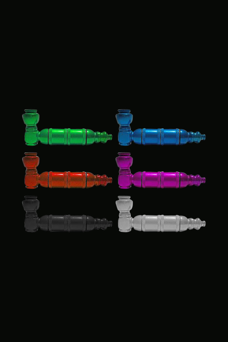 A straightforward, slightly angled view of the Cheap Aluminum Pipe with Lid, showcasing its simple cylindrical shape and metallic finish.