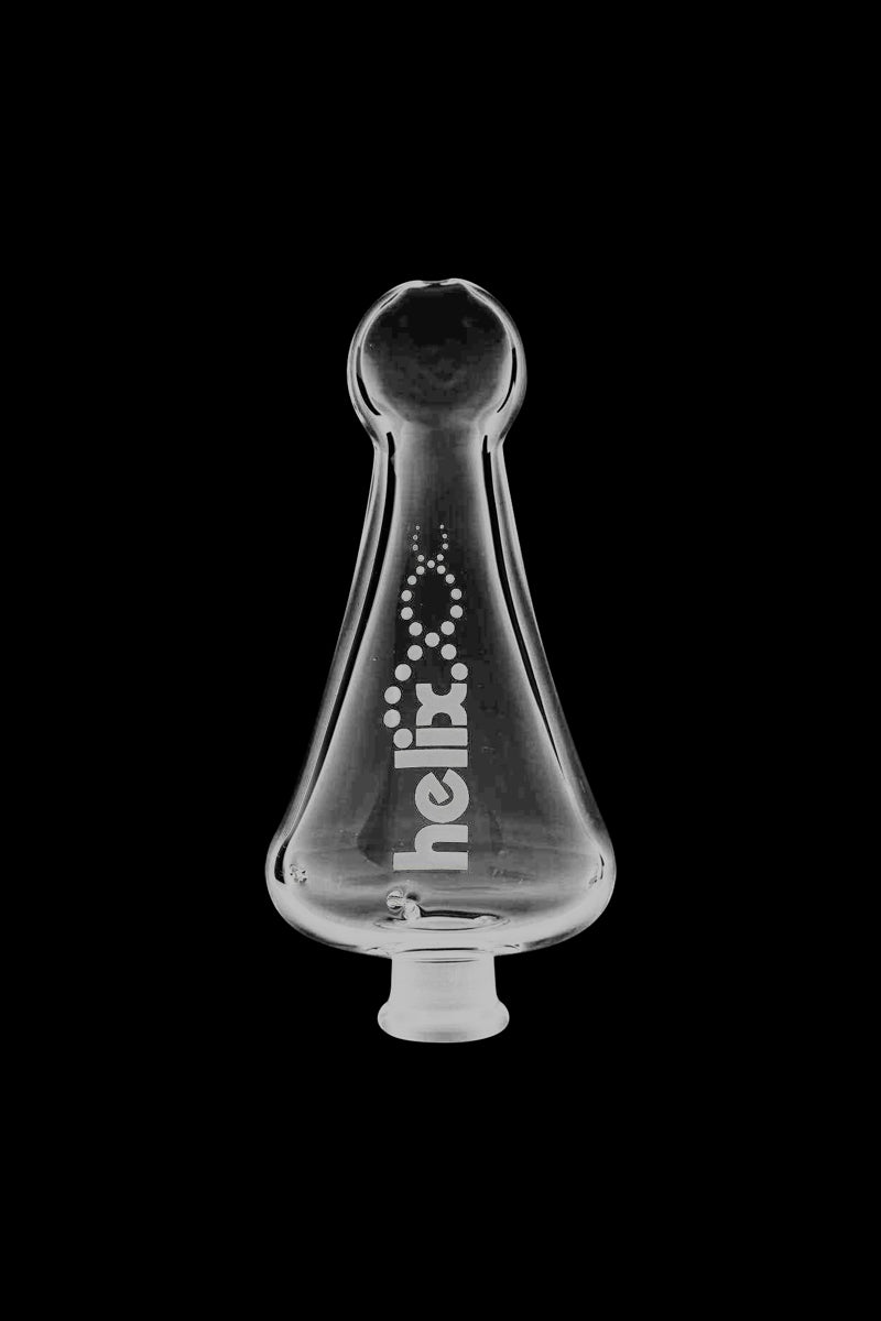 Front view of the GRAV® Helix™ 14.5mm Multi-Purpose Kit mouthpiece, featuring a clear glass construction and streamlined design.