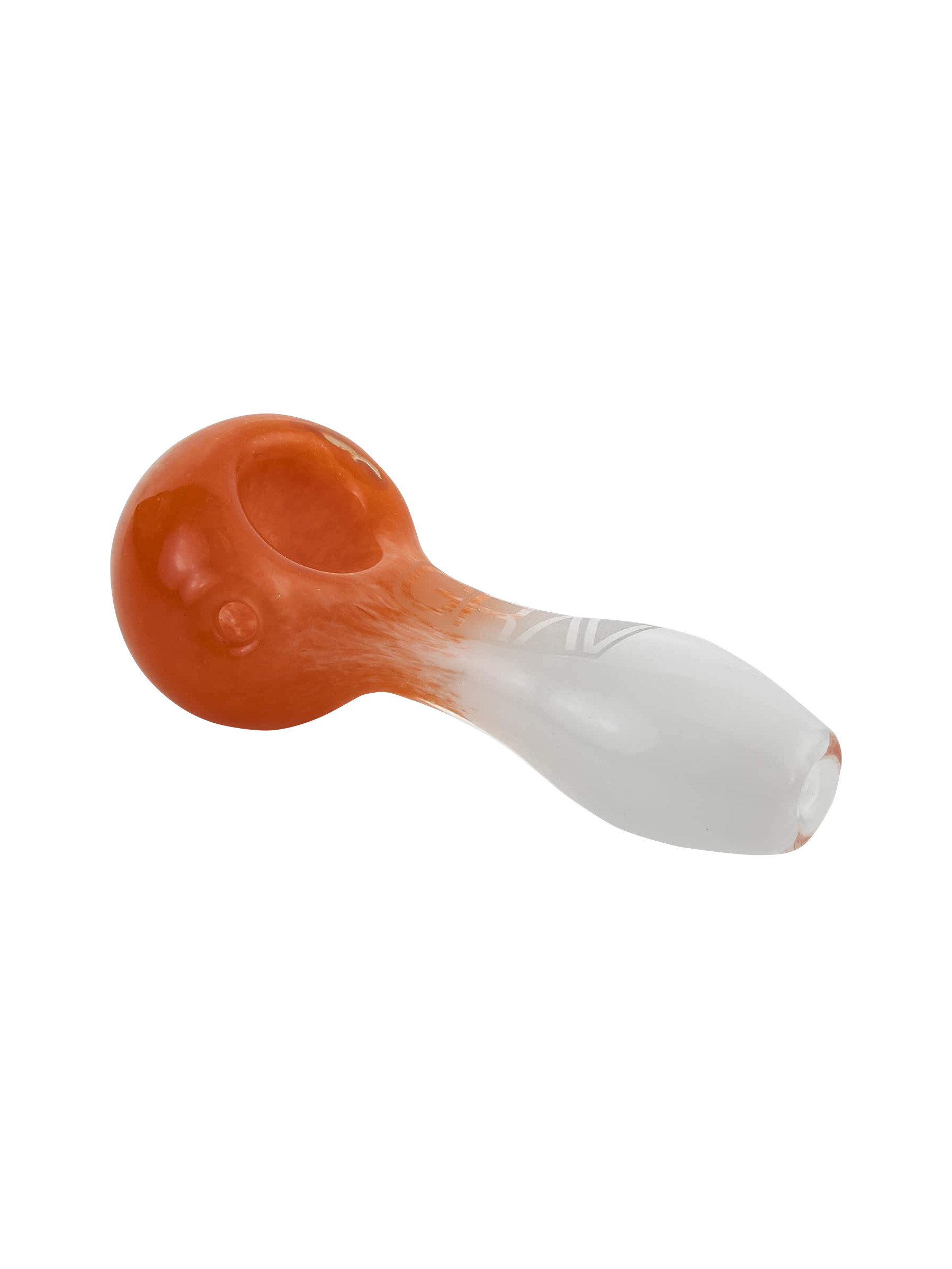A side view of the GRAV® Frit Spoon shows the curved glass bowl and smooth, rounded design.