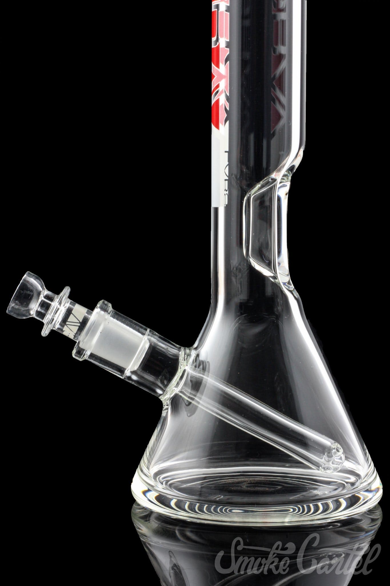 Front view of the GRAV® 8" Basic Beaker Bong, showcasing the clear glass construction and simple, cylindrical shape.