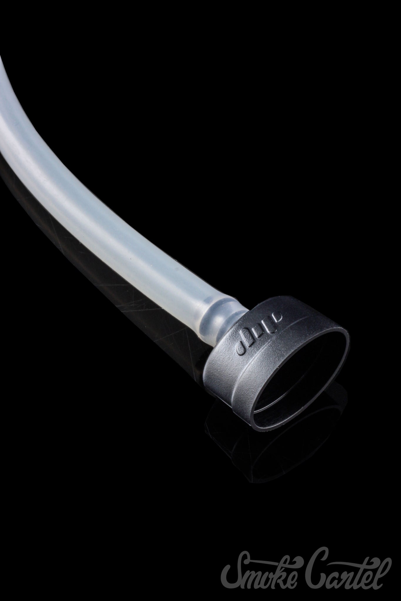 Close-up side view of the Dip Devices DipWhip Attachment, showing its curved, metallic construction.