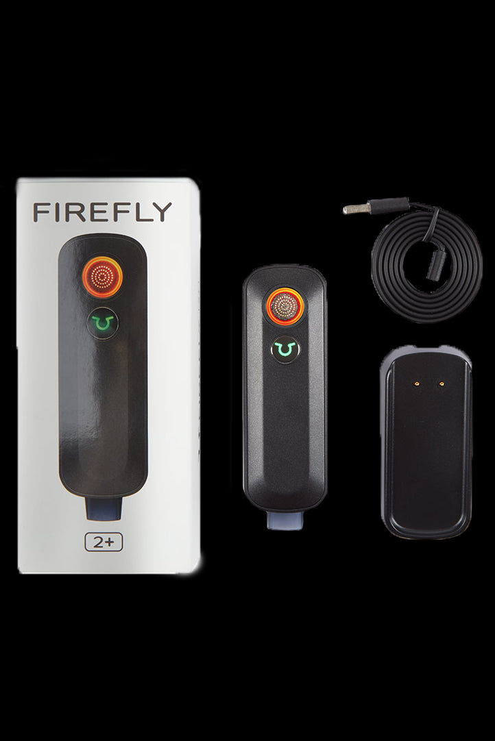 Firefly 2+ vaporizer in box with device and charging cable.