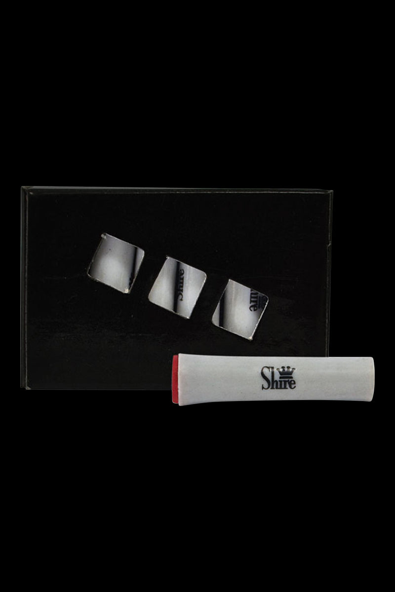 A top-down view of the Pulsar Replacement Charcoal Filters – 6 Pack, neatly arranged in a black cardboard sleeve.