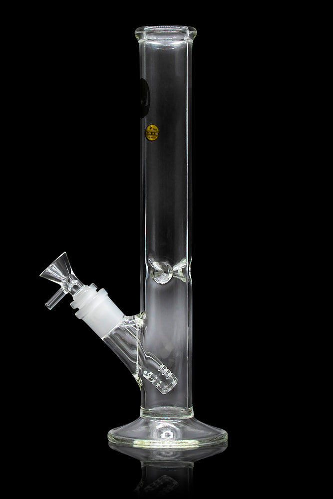 Clear glass bong with ice catch and removable downstem.