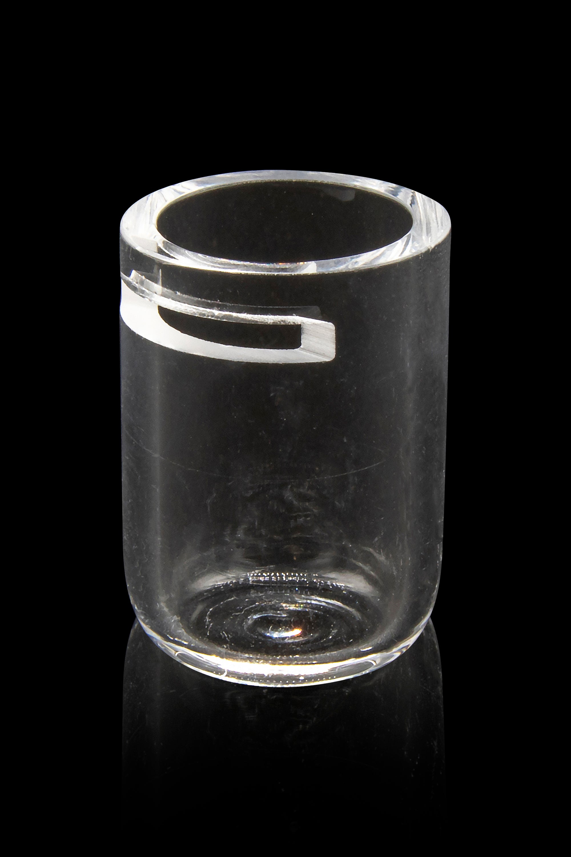 Clear glass pipe for cannabis use, studio shot.