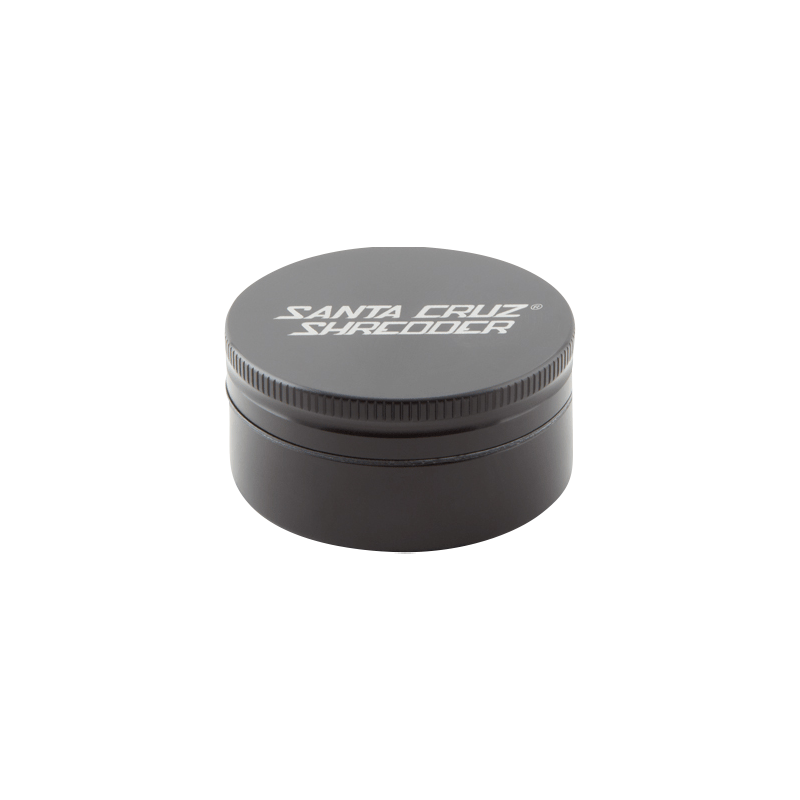 Centered front view of a matte purple Santa Cruz Shredder 2-Piece Grinder on a white background showing the top logo and knurled edge.