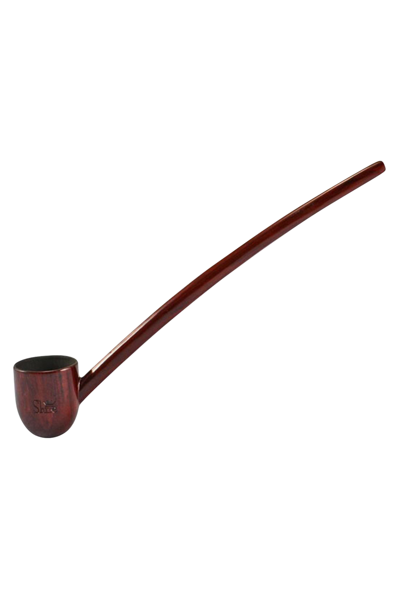 A side view of the Pulsar Deep Bowl Churchwarden Rosewood Sherlock, showing the long, curved bowl and rich wood grain.