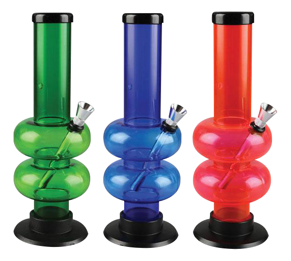 Front view of the Acrylic Double Bubble Water Pipe, showcasing its clear, bulbous design against a plain white background.