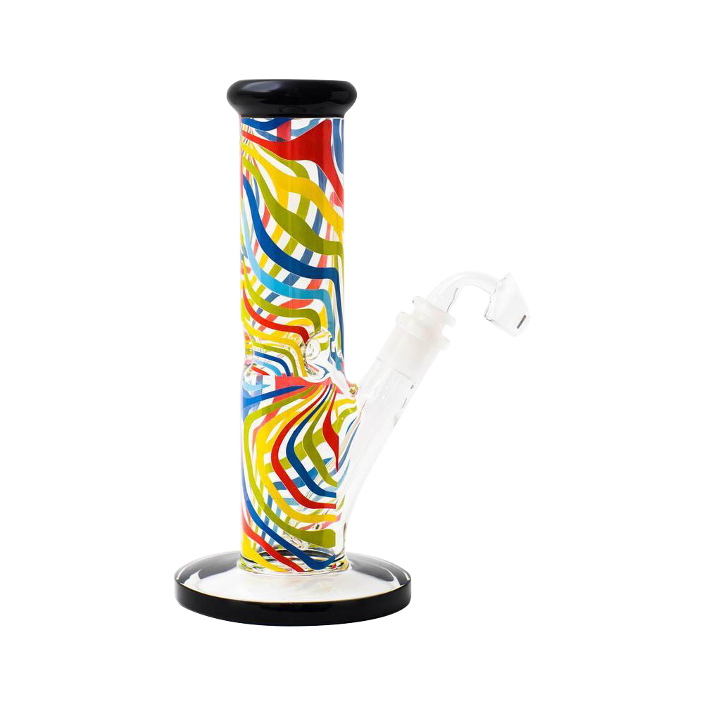 Front view of the Famous Brandz "Amnesia" Straight Tube with Banger, showcasing a clear glass tube on a plain white background.