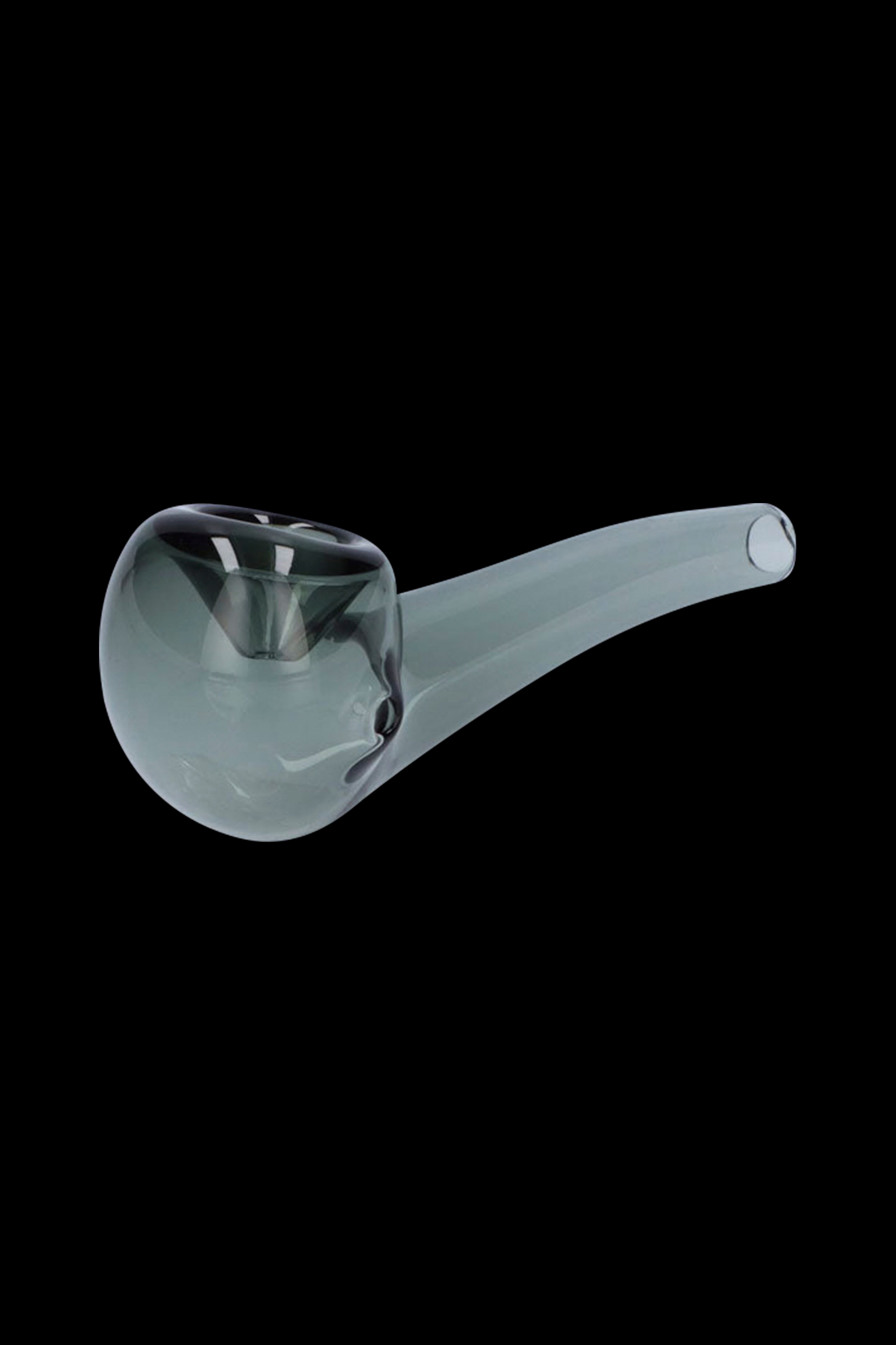 Glass pipe for smoking cannabis, isolated on a black background.