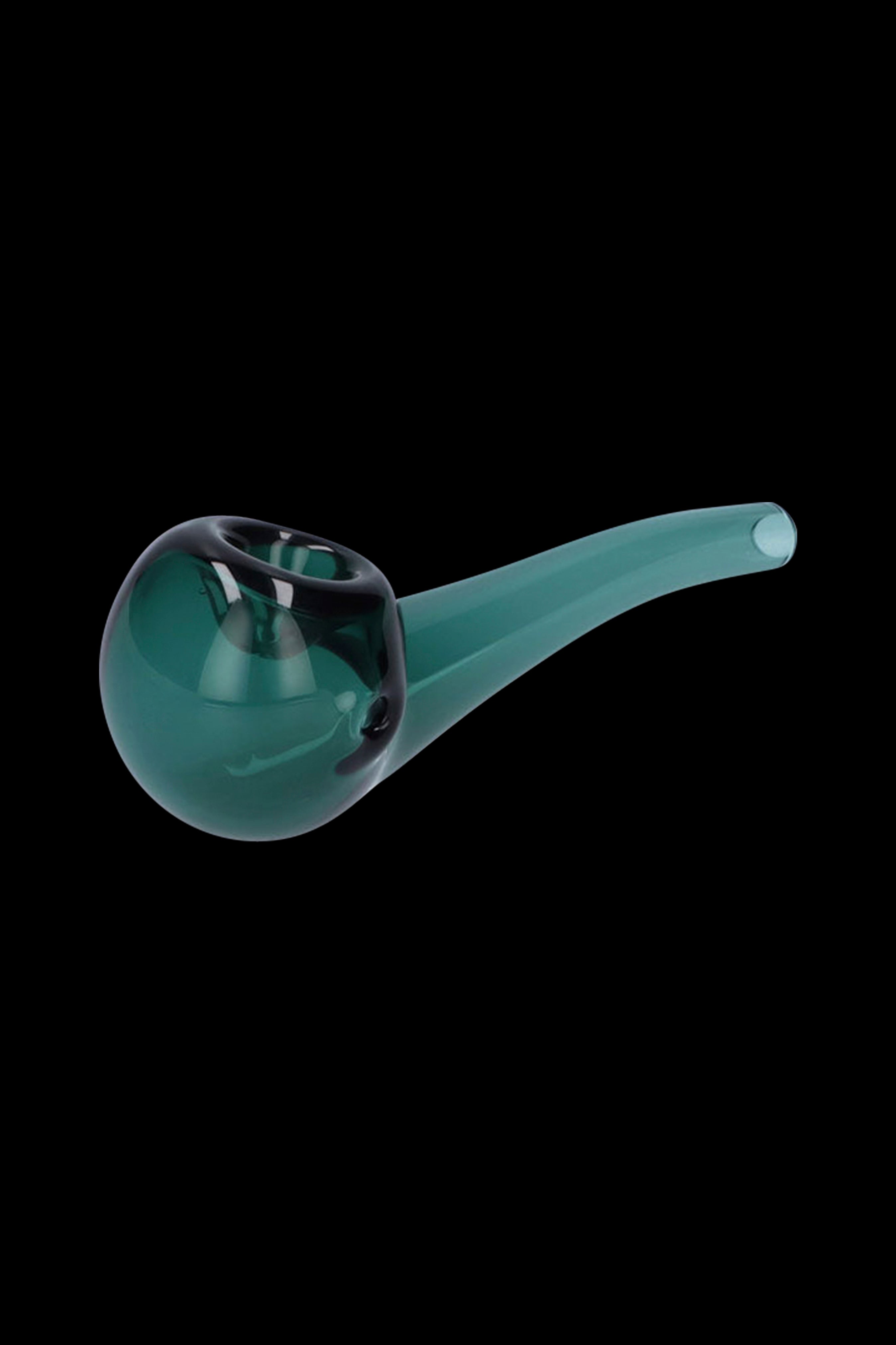 Emerald green glass pipe isolated on a black background.