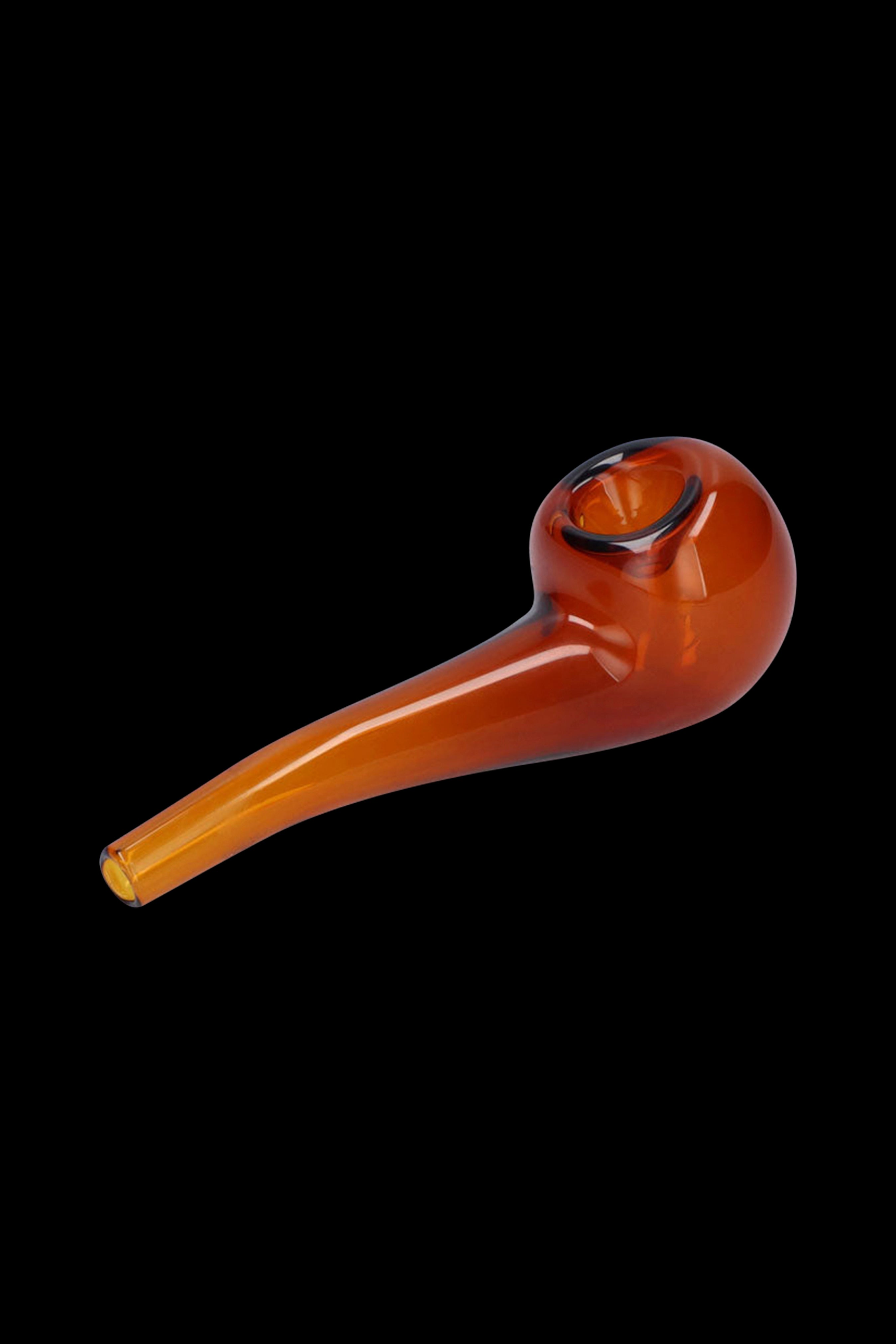 Amber glass pipe for smoking cannabis.