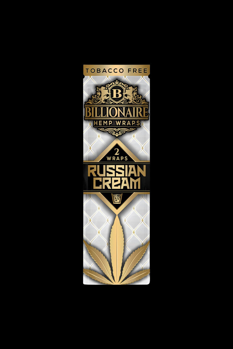 Front view of the Billionaire Hemp Wraps 25 Pack, showing a black and gold package with a prominent brand logo.