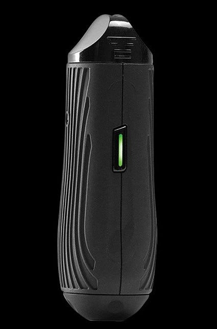 Front view of the Boundless CFC Lite Vaporizer, a black handheld device with textured detailing.
