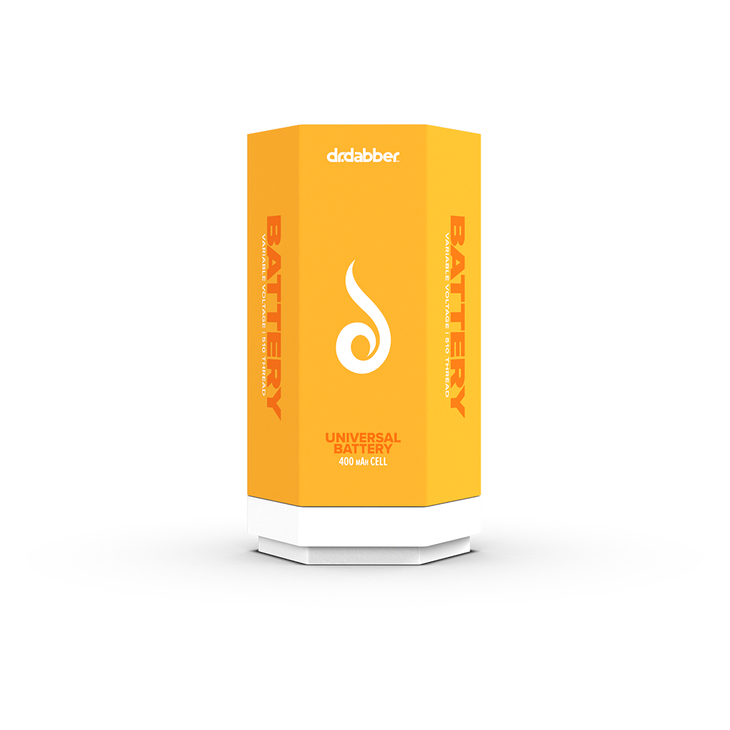 Front view of the Dr. Dabber Universal 510 Threaded Battery, showcasing its sleek, cylindrical design against a plain white background.